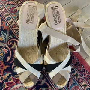 Salvatore Ferragamo size 8 1/2 wedge espadrille